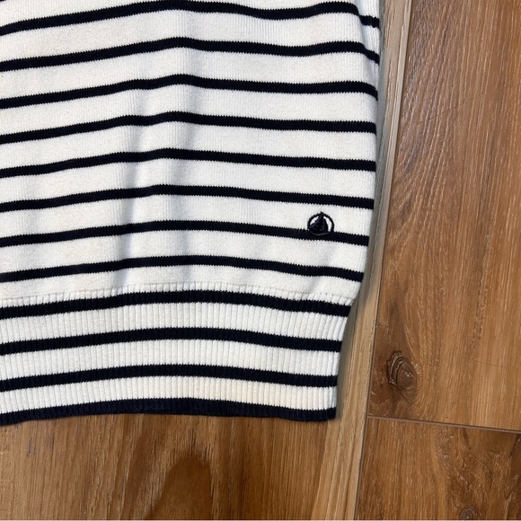 Petite Bateau striped crew neck sweater size large Parisian nautical preppy - Picture 6 of 9